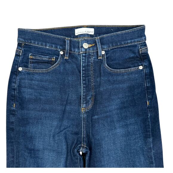 Loft The Slim Flare Bell Bottoms Dressy Dark Wash High Rise Jeans 2 / 26 NWOT - Picture 2 of 8